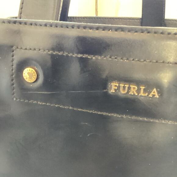FURLA BLACK SIDE ZIP LEATHER TOTE - Picture 7 of 12